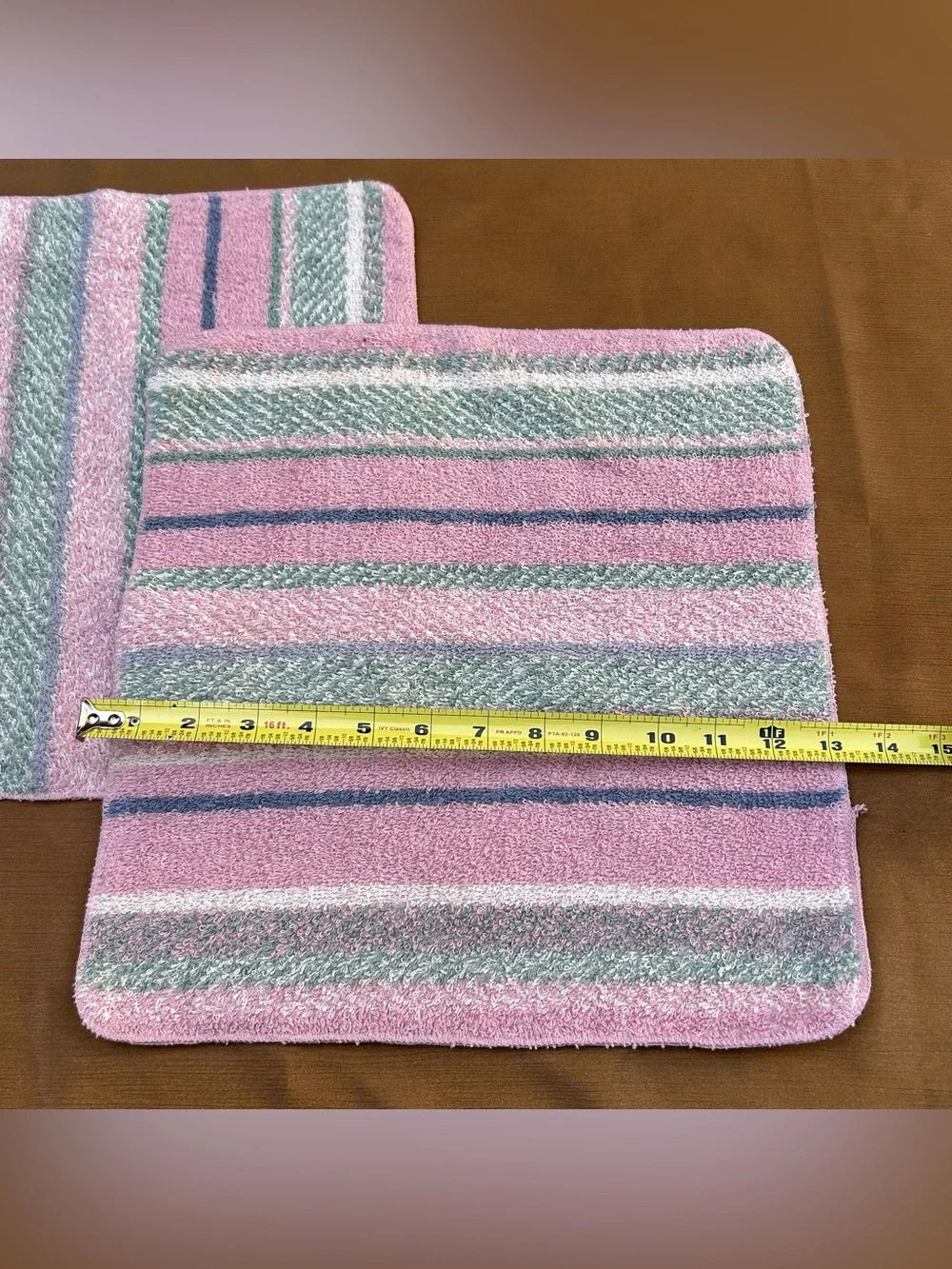 Vintage 2 Towels Wash Cloth Fieldcrest MCM Striped Square